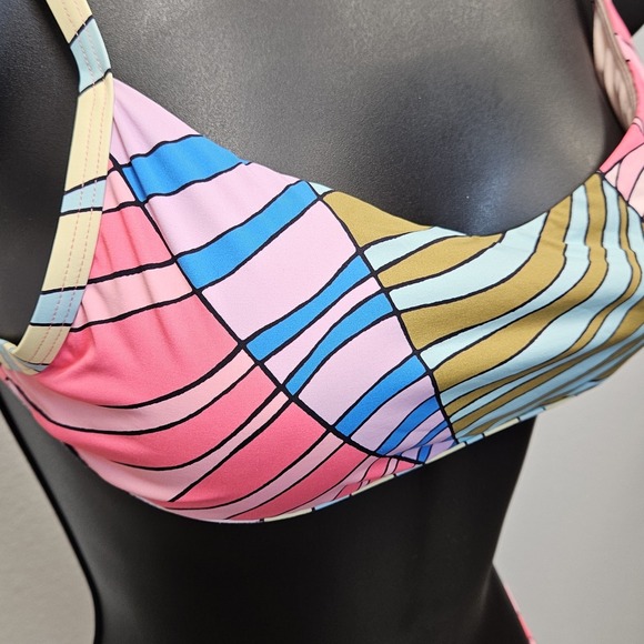 Billabong Surfadelic Bralette Bikini Set Multi-Color Retro Vibrant Size S - Picture 2 of 16